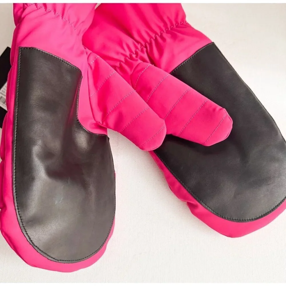 Moose Knuckles Nylon Down Filled Sidney  Mittens Pink Peacock  L/XL